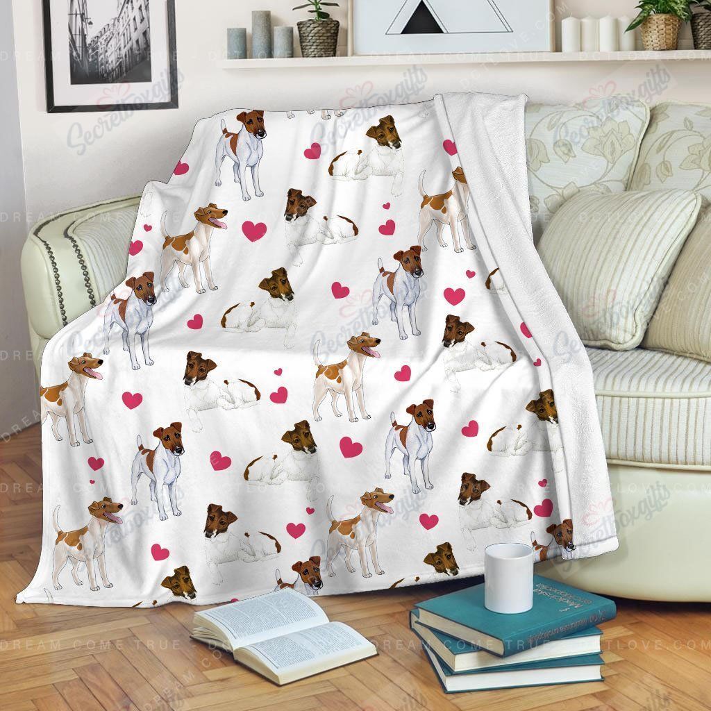 Valentine’s Day Smooth Fox Terrier Heart Fleece Blanket