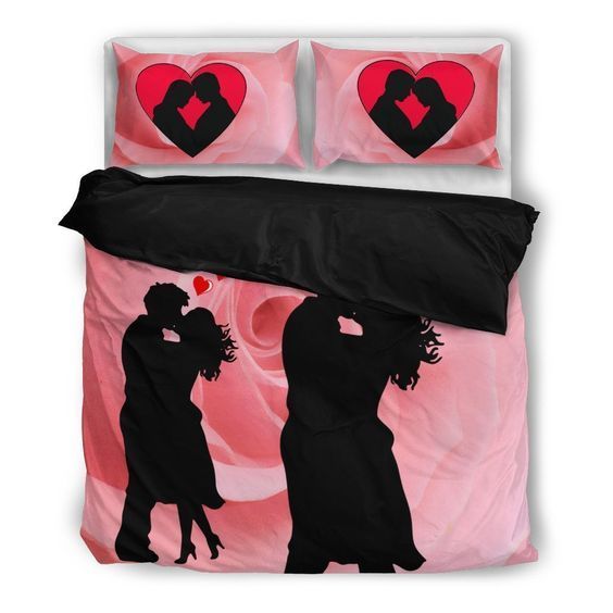 Valentine S Day Special Couple On Red Print Bedding Set