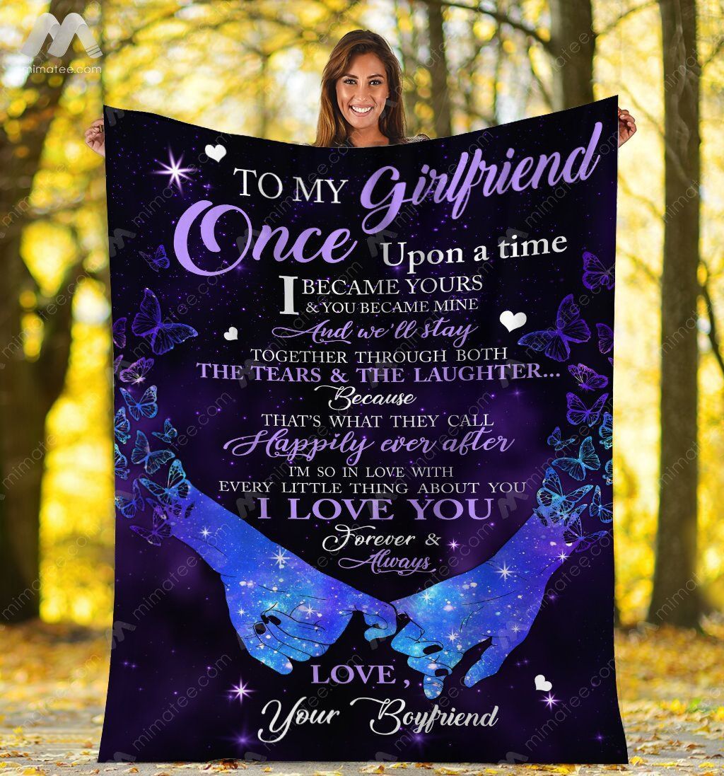 Valentine’s Day To My Girlfriend I Became Yours Sherpa Fleece Blanket