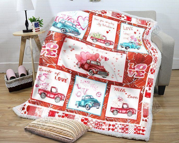 Valentine Truck Love You Everyday Fleece Blanket