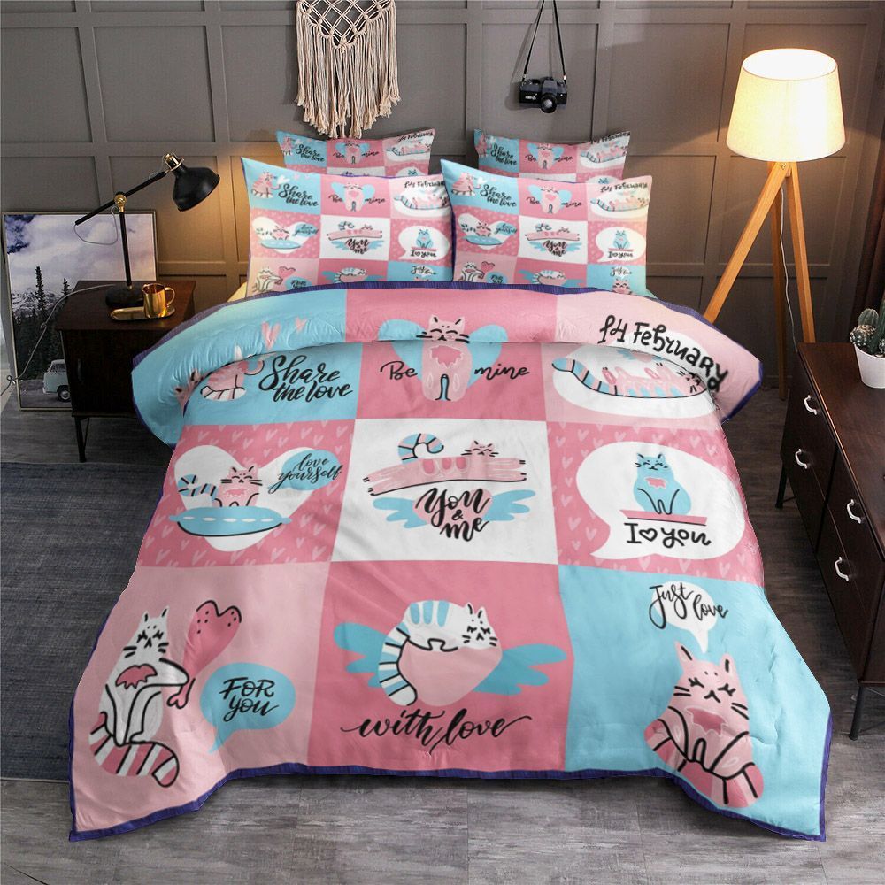 Valentines Day Cat Collection Bedding Set