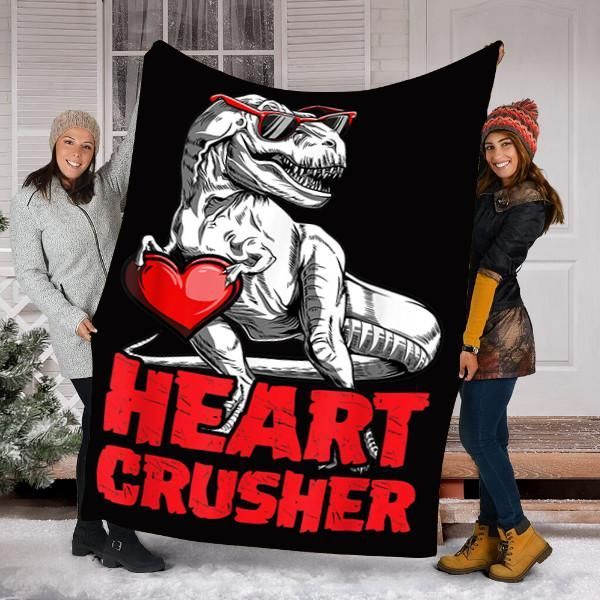 Valentines Day Dinosaur Sherpa Fleece Blanket