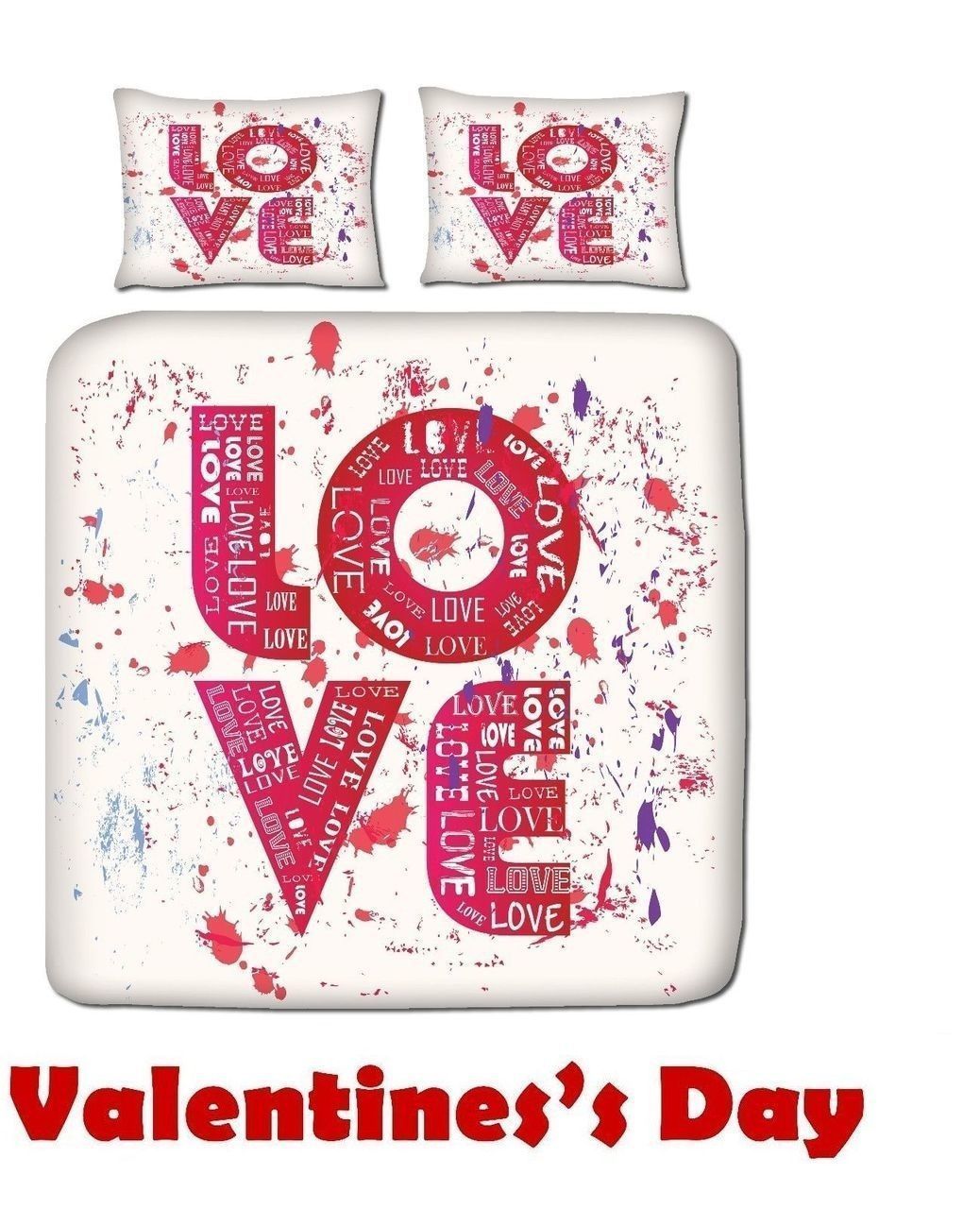 Valentines Day Pink Love Splashing Bedding Set