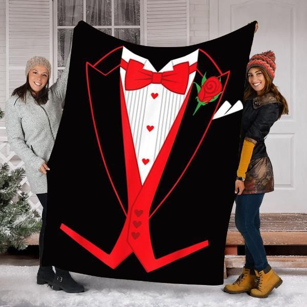 Valentines Day Tuxedo Red Sherpa Fleece Blanket