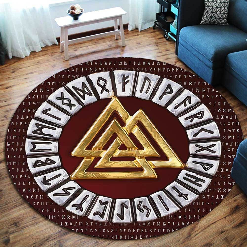Valknut Symbol Viking Round Carpet