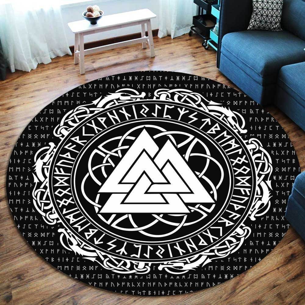 Valknut Symbol Viking Round Carpet