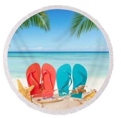 Vamos A La Playa Printed Round Beach Towel