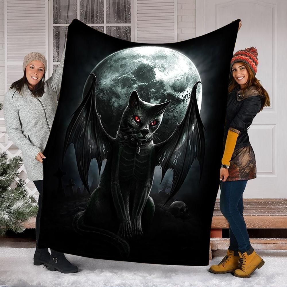 Vamp Cat Sherpa Fleece Blanket