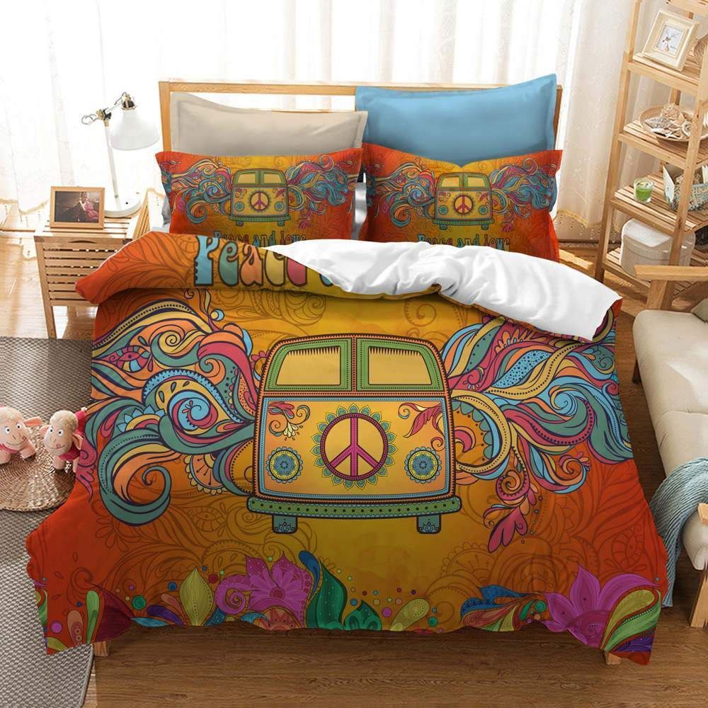 Van Bus Tribal Pattern Printed Bedding Set