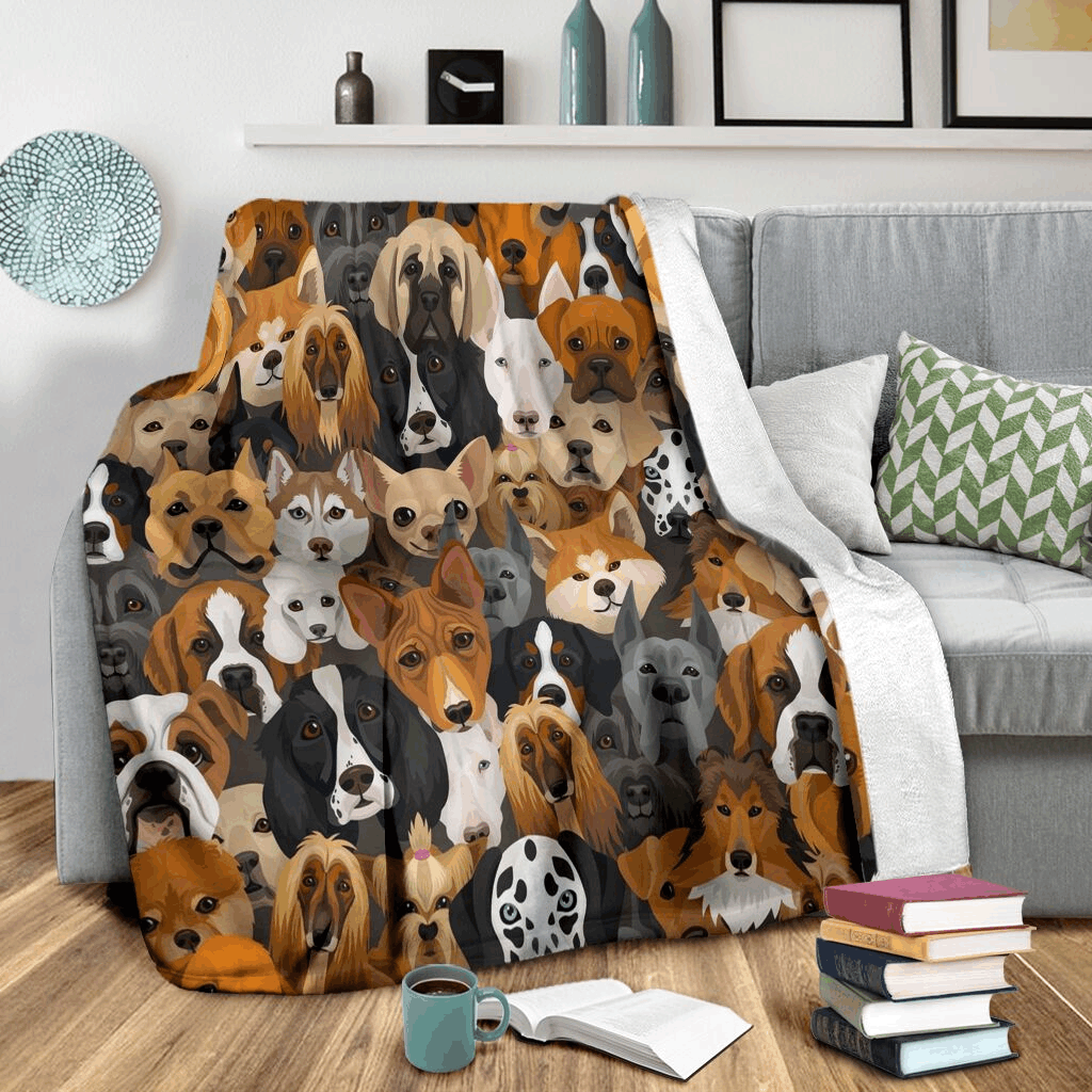 Various Dog Breeds Sherpa Fleece Blanket