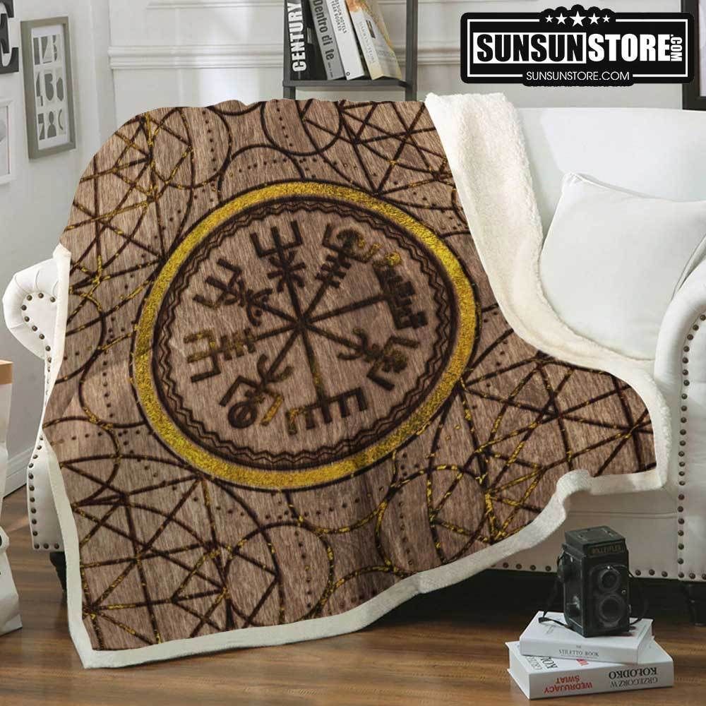 Vegvisir Symbol Viking Sherpa Fleece Blanket