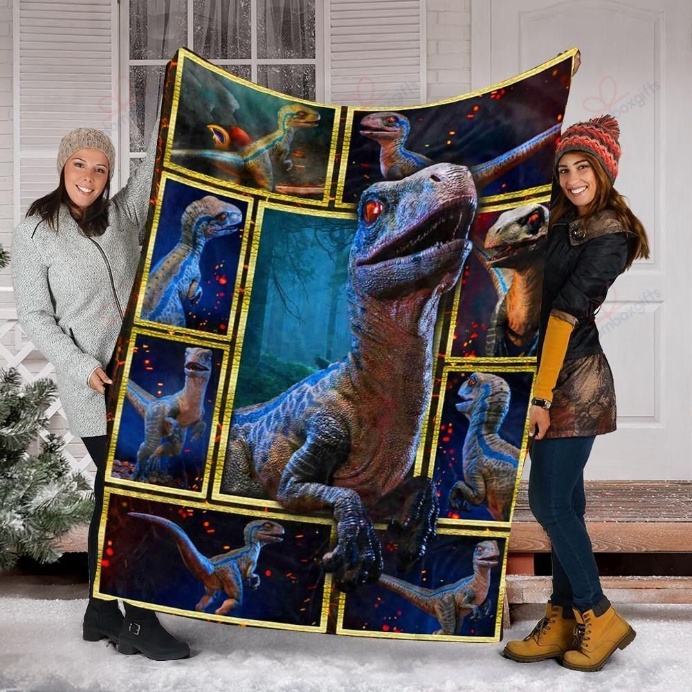 Velociraptor Dinosaur 3D Sherpa Fleece Blanket