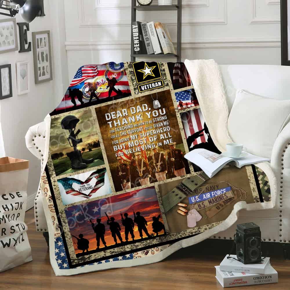 Veteran Dad Sherpa Fleece Blanket