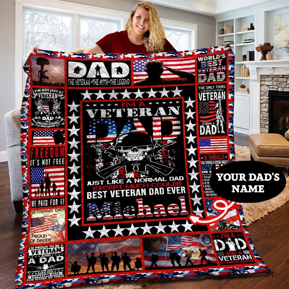 Veteran Dad Personalized Quilt Blanket BBB090510NB