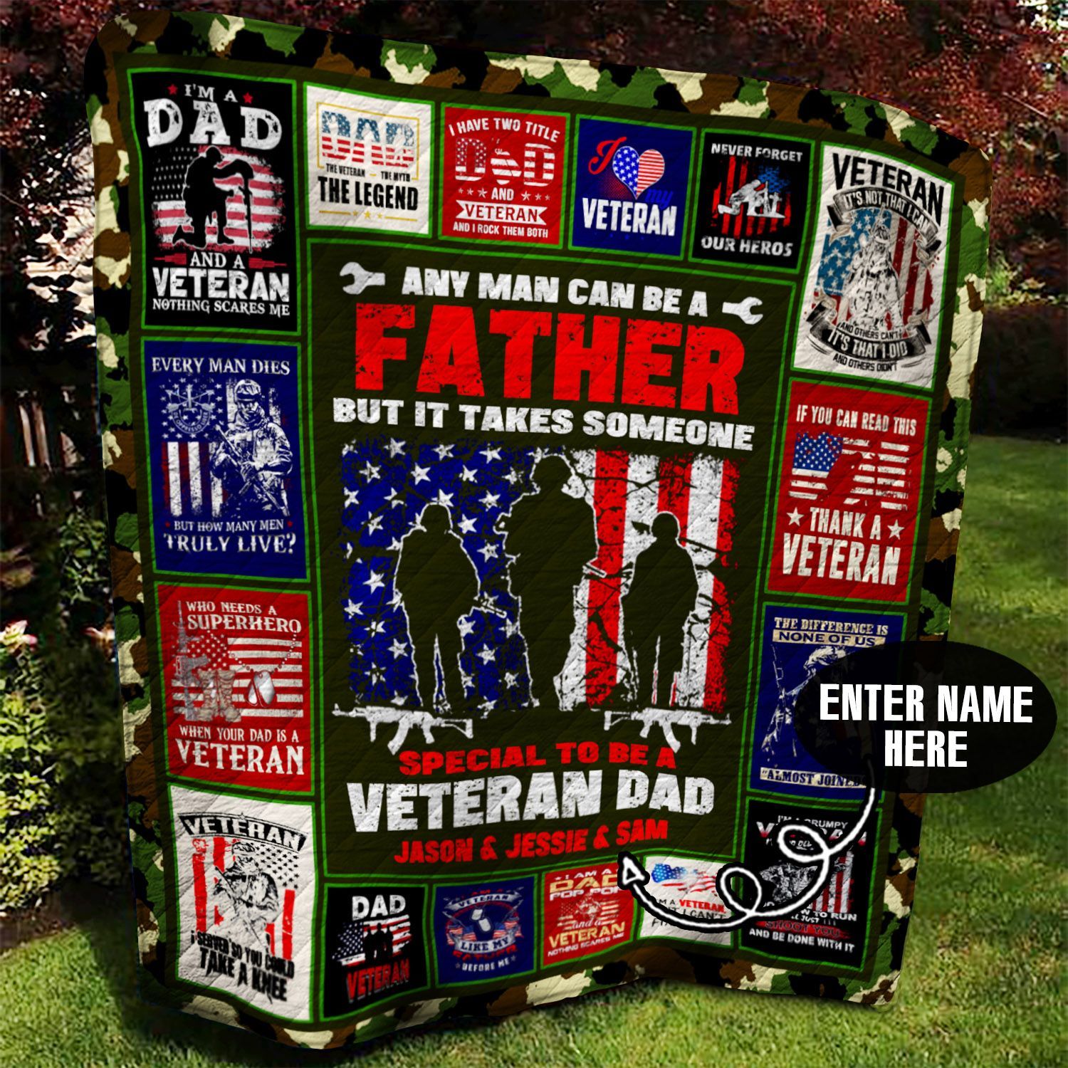 Veteran Dad Personalized Quilt Blanket BBB110621SM