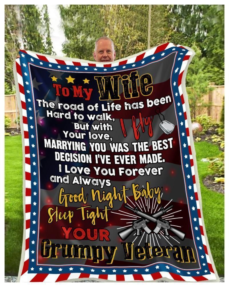 Veteran Gift To My Wife Sherpa Fleece Blanket