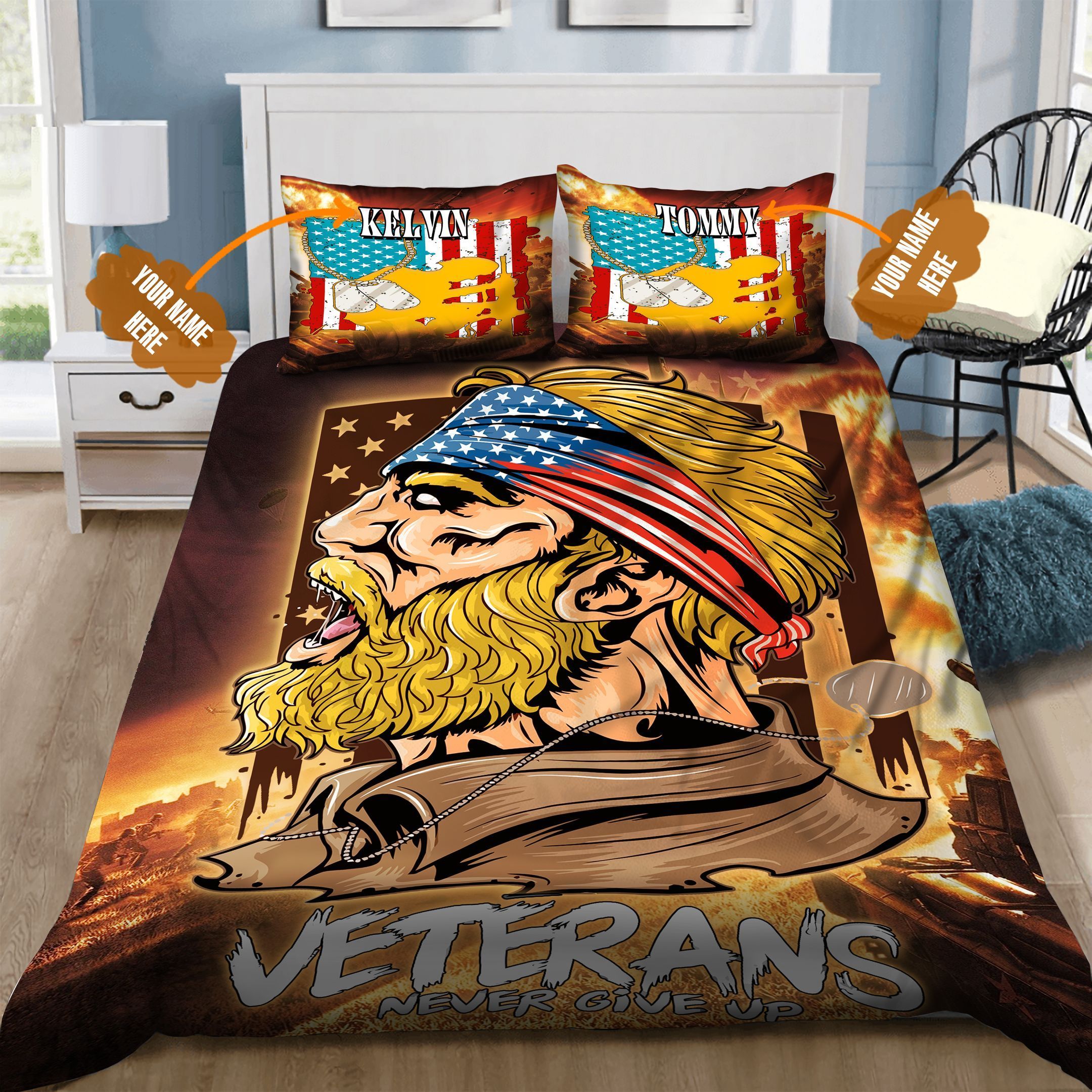 Veteran Man Personalized Bedding Set