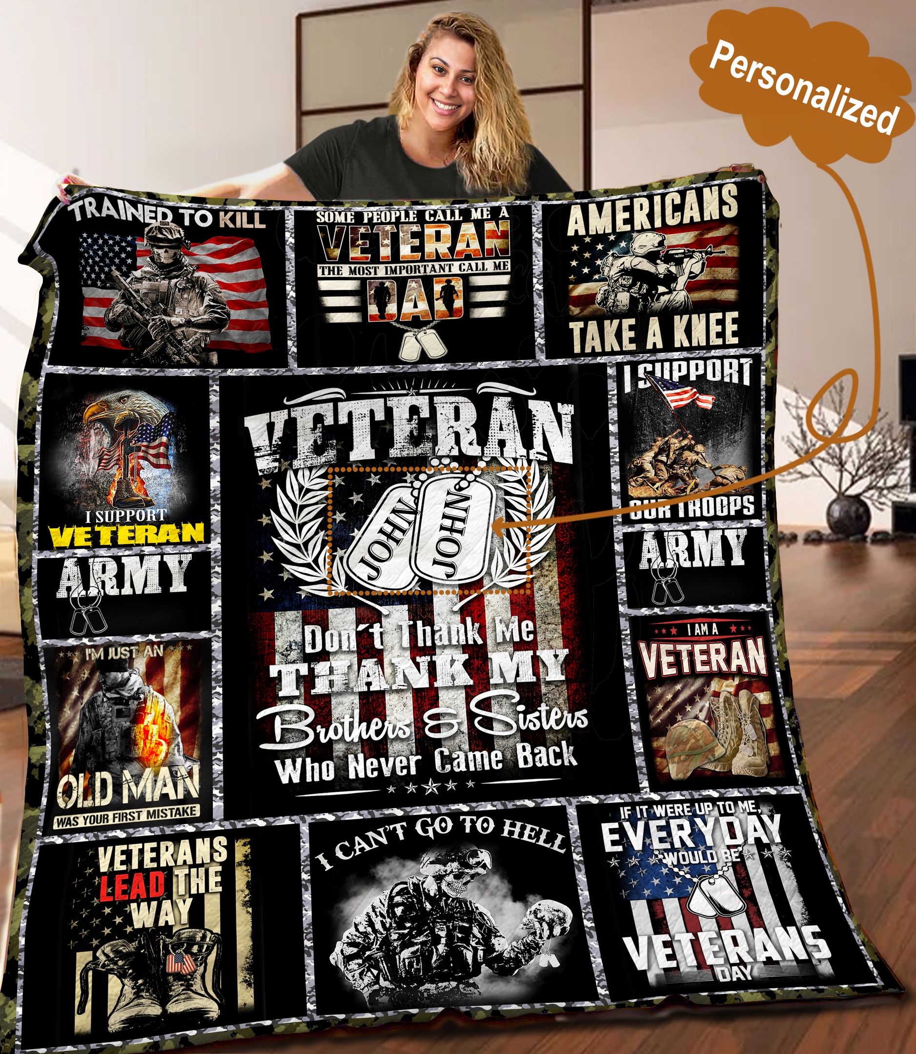 Veteran Personalized Quilt Blanket C9B010601MI