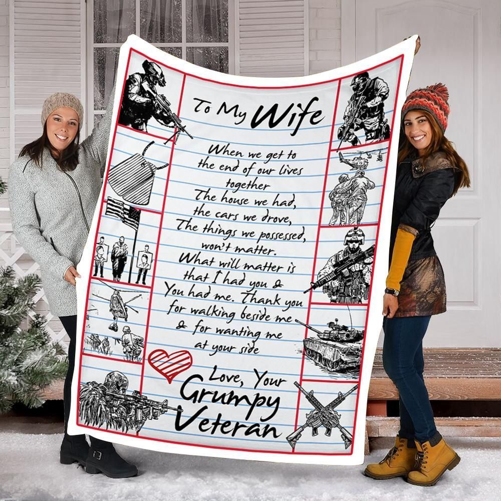 Veteran’s To My Wife Sherpa Fleece Blanket