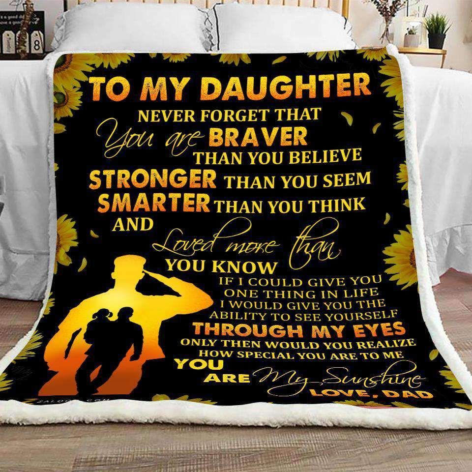 Veteran To My Daughter Through my eyes Sherpa Fleece Blanket