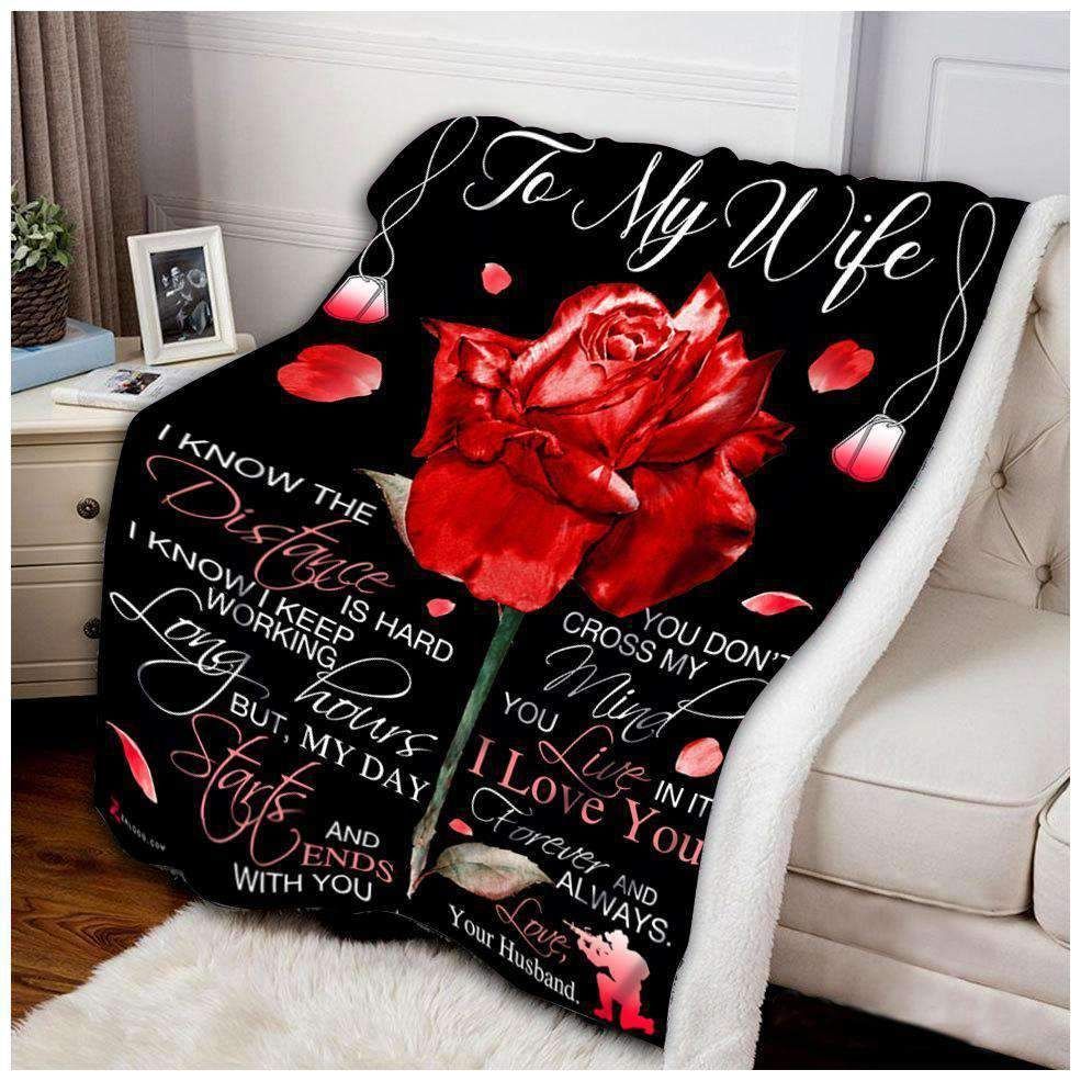 Veteran To My Wife I Know The Distance Sherpa Fleece Blanket