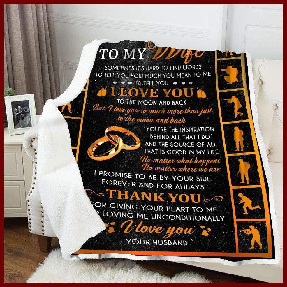 Veteran To My Wife Thank You Sherpa Fleece Blanket