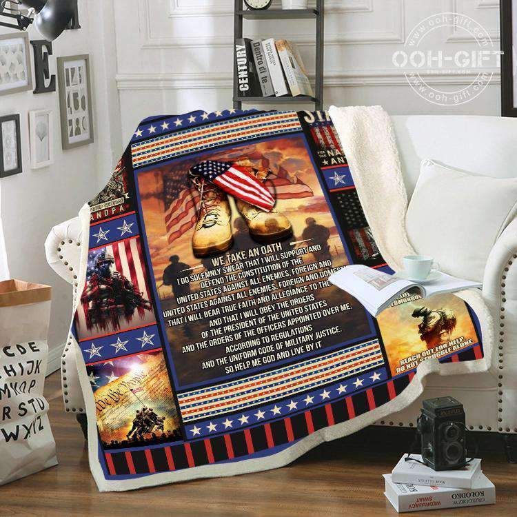 Veteran We Take An Oath Sherpa Fleece Blanket