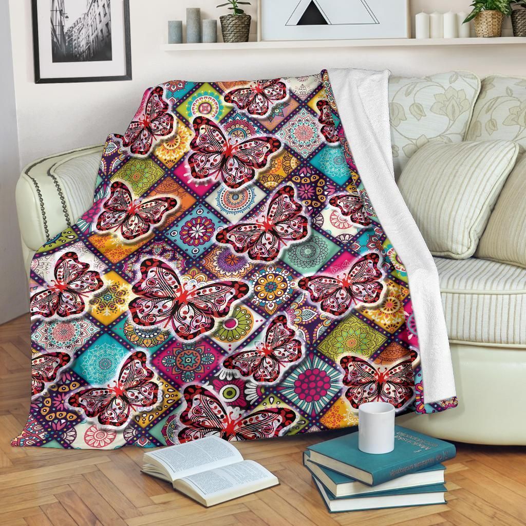 Vibrant Butterfly Sherpa Fleece Blanket