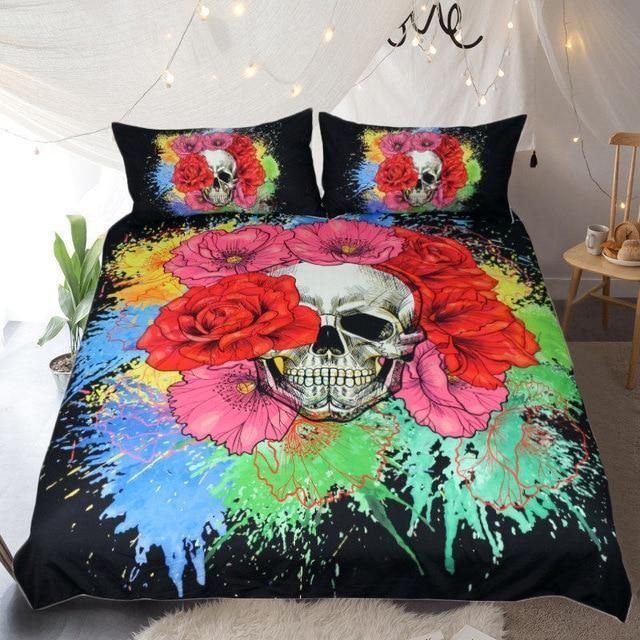 Vibrant Florish Skull Bedding Set
