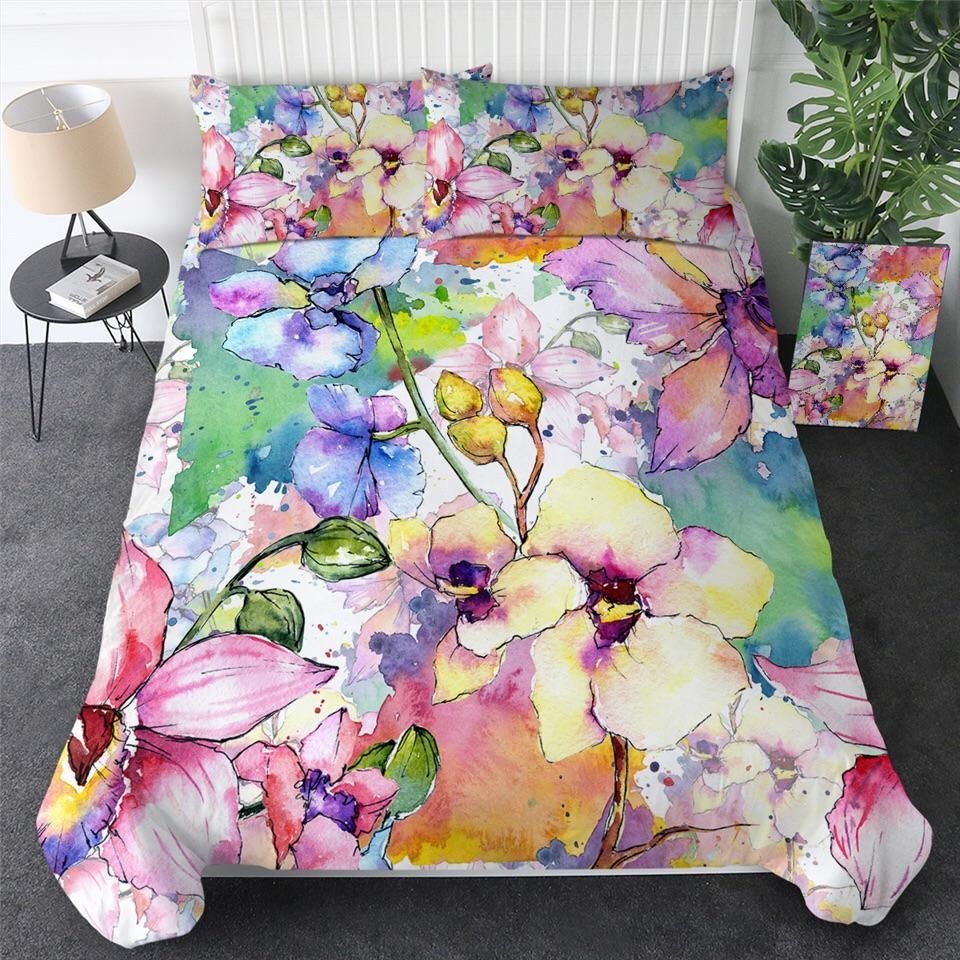 Vibrant Watercolour Flowers Bedding Set