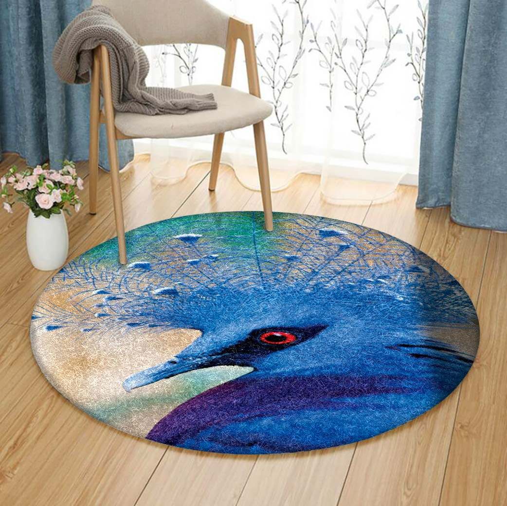 Victoria Crowned Pigeon Round Carpet