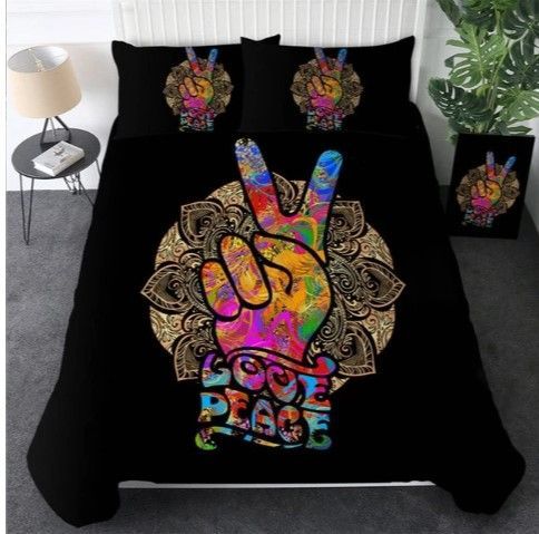 Victory Sign Hippie Bedding Set