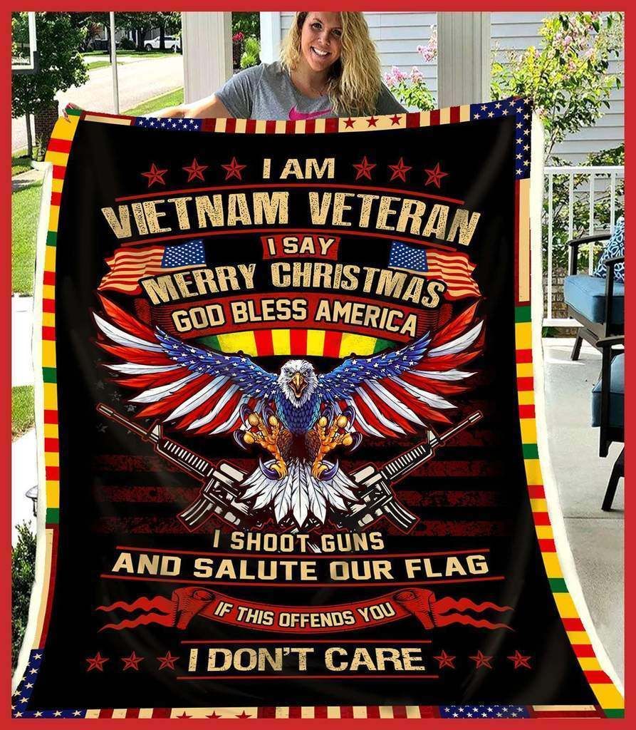 Vietnam Veteran – God Bless America Fleece Blanket
