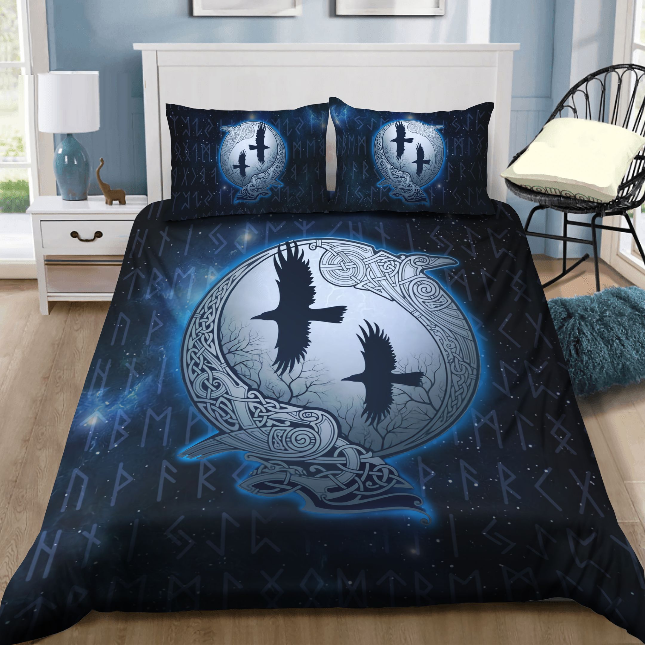 Viking Black Crow Celtic Bedding Set