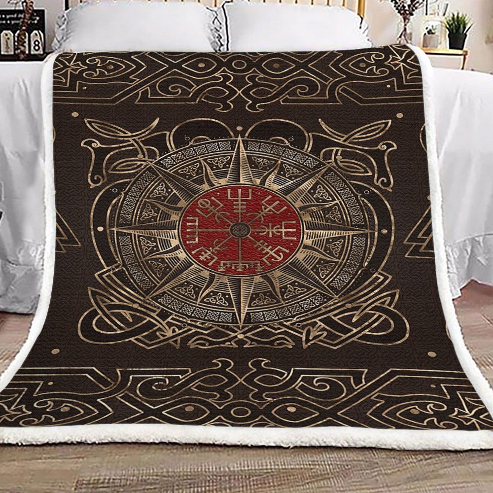 Viking Compass Ornament Sherpa Fleece Blanket