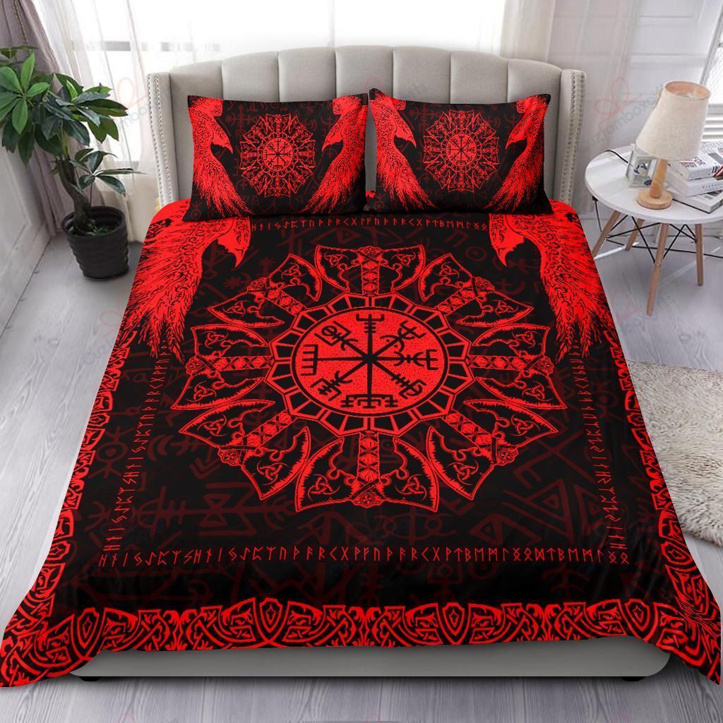 Viking Compass Raven Red Bedding Set
