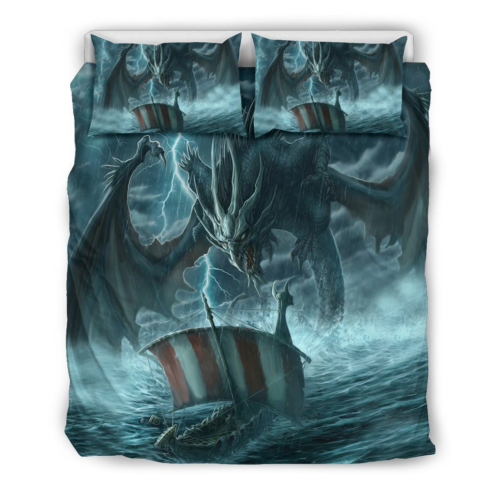 Viking Dragon And The Boat Bedding Set