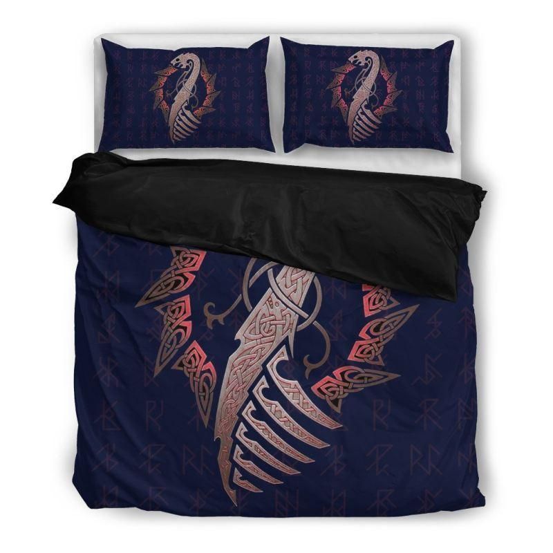 Viking Dragon Dark Blue Bedding Set