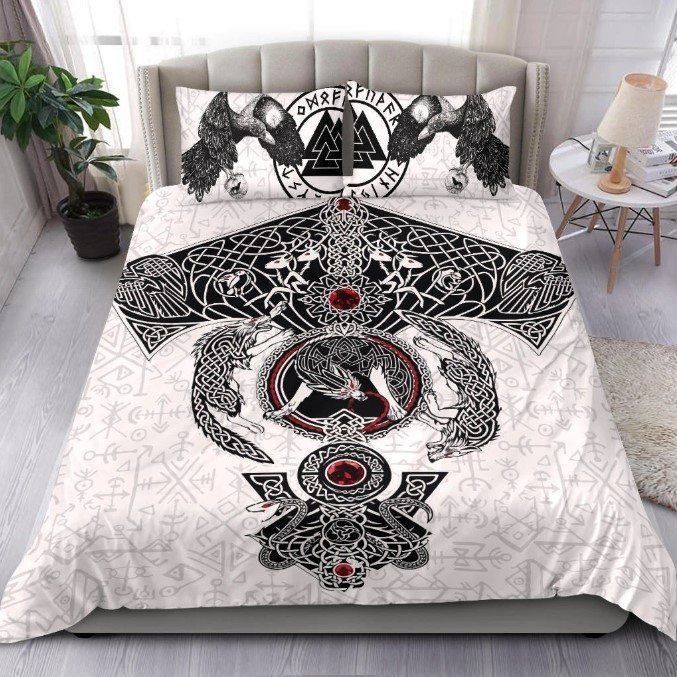 Viking In Love Black White Bedding Set
