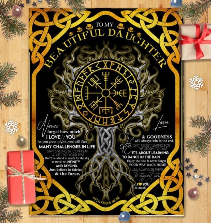 Viking Mom To Daughter Sherpa Fleece Blanket