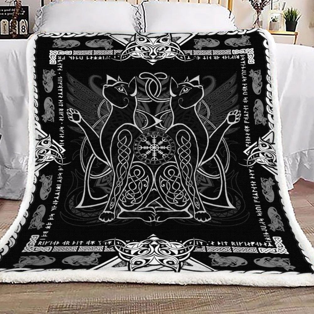 Viking Odin Cats Sherpa Fleece Blanket