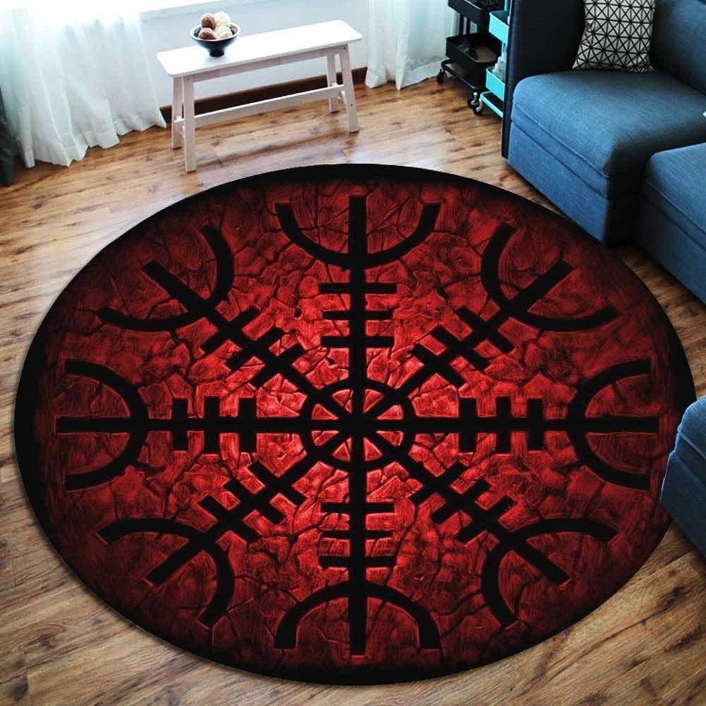 Viking Protection Symbol Round Carpet
