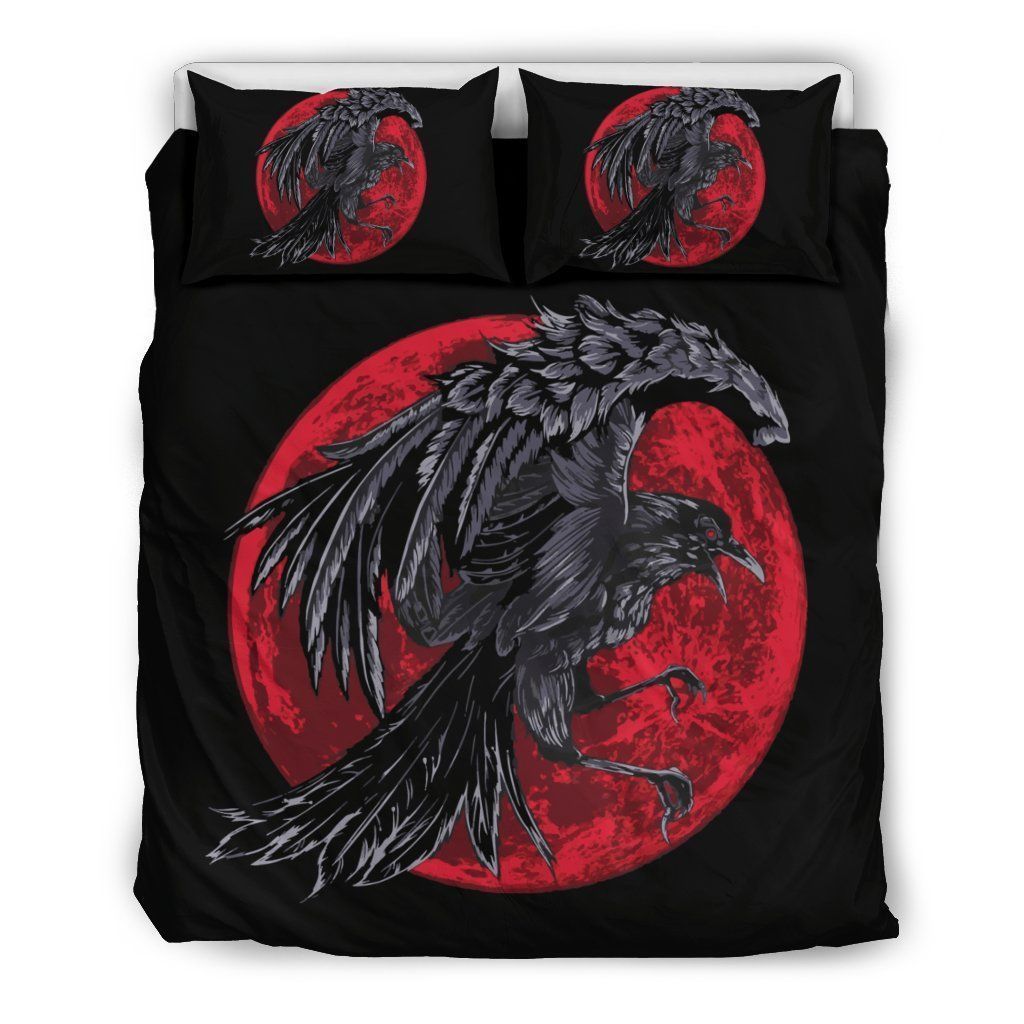 Viking Ragnar’S Raven Red Moon Bedding Set