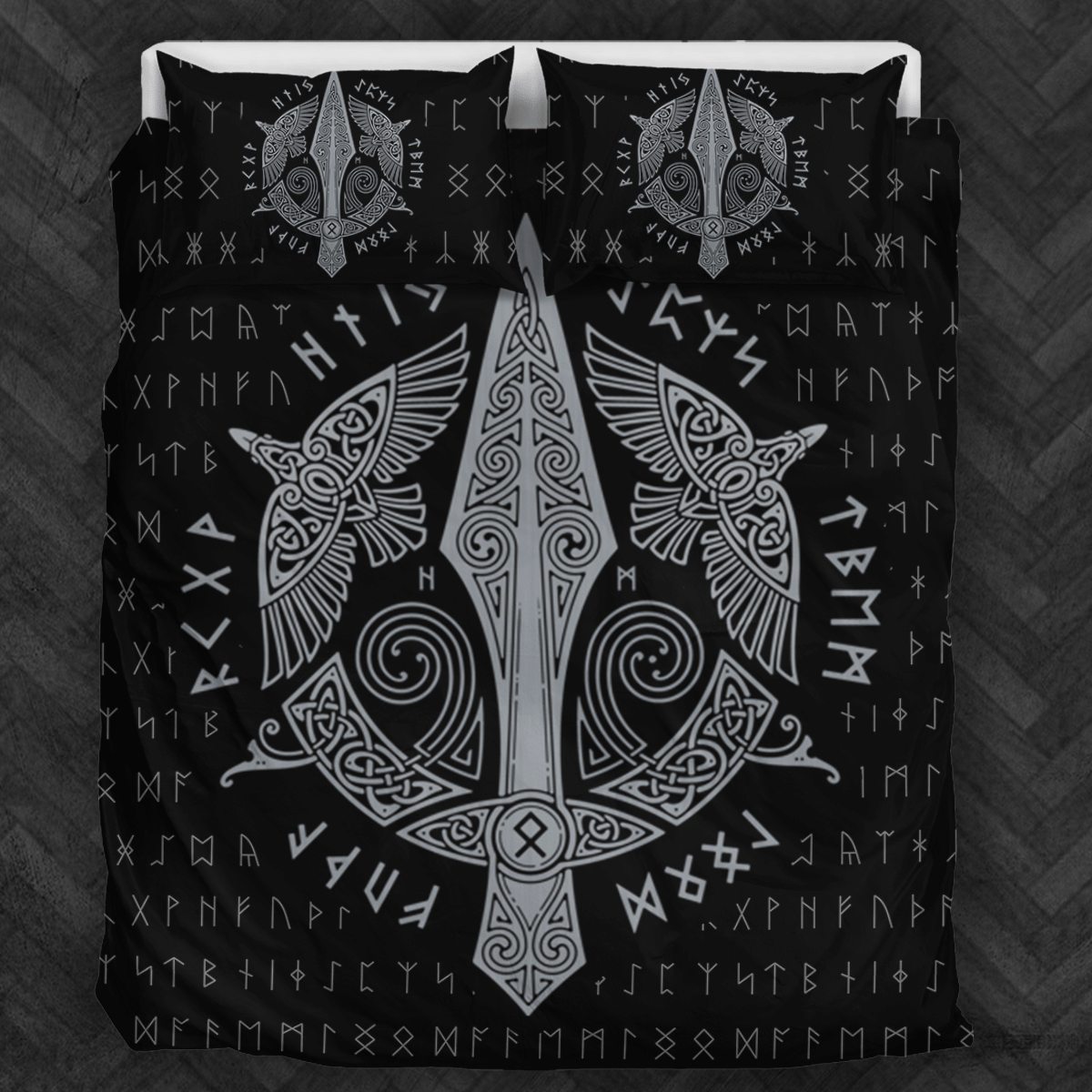 Viking Raven Art Sign Bedding Set