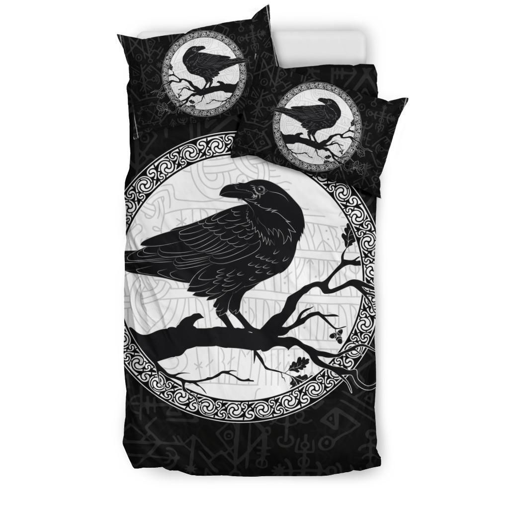 Viking Raven Black And White Bedding Set