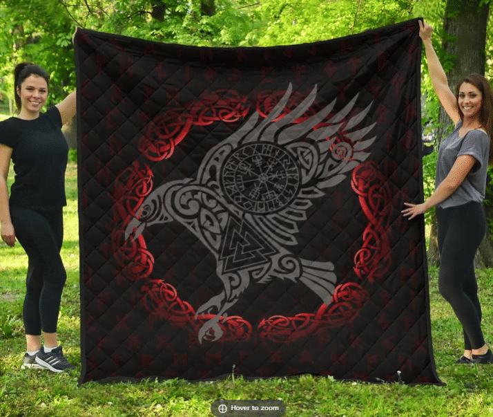 Viking Raven & Old Rune Sherpa Fleece Blanket