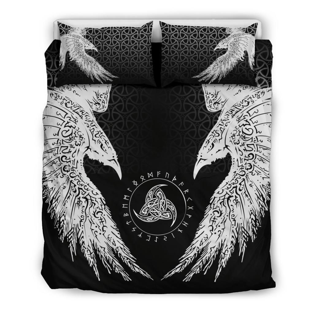 Viking Raven Triskele Rune Circle Bedding Set