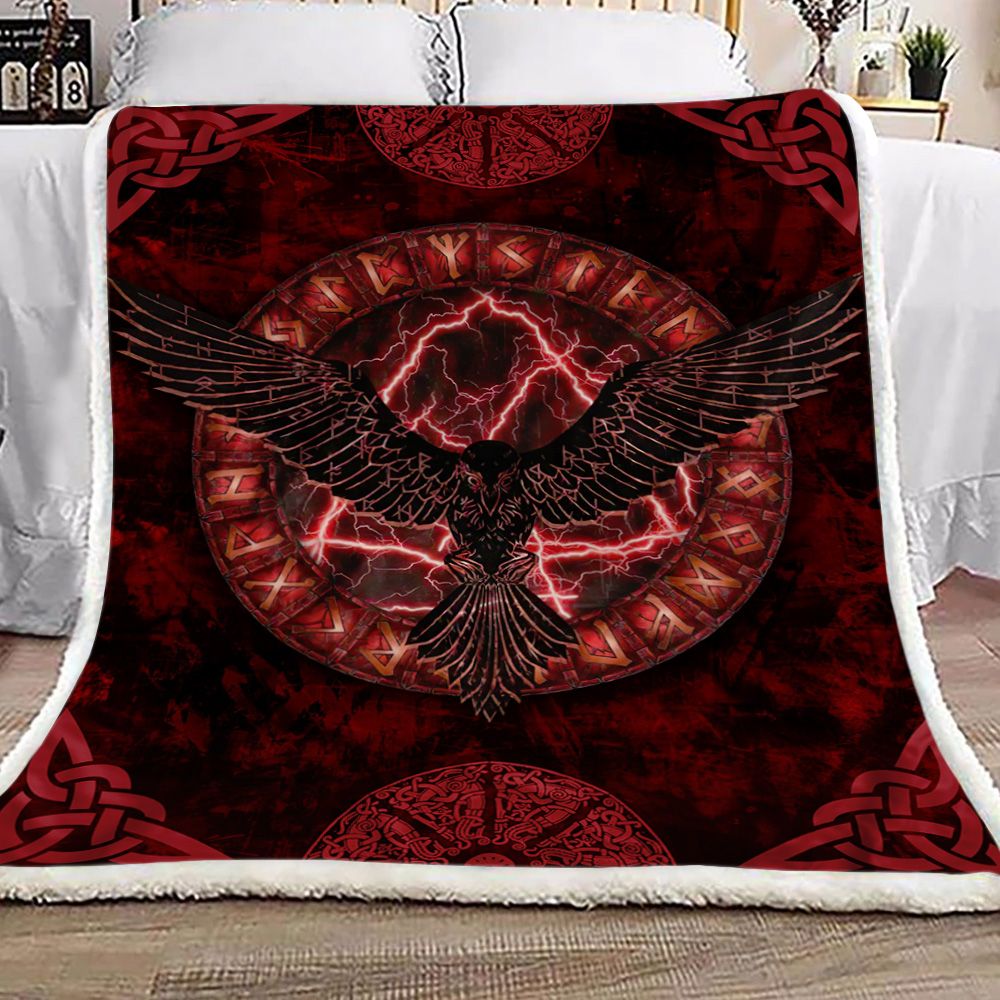 Viking Raven Valknut Thunder Rune Fleece Blanket