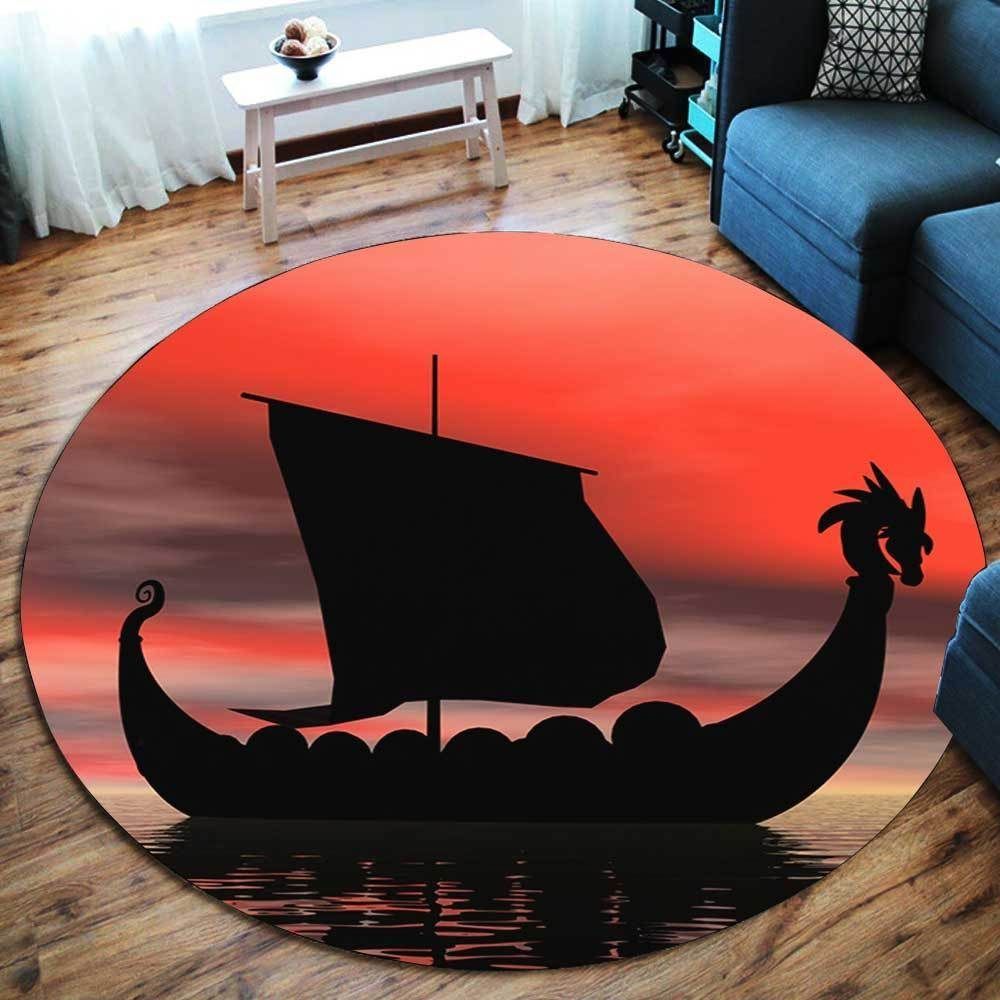 Viking Ship Round Carpet