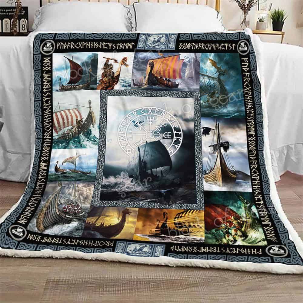 Viking Ship Fleece Blanket